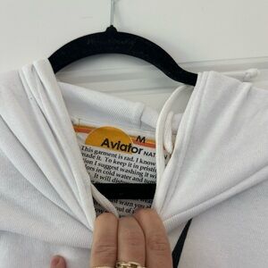 Aviator White Hoodie Shirt Cropped